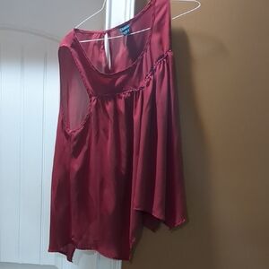 Rue Plus Size 1x Wine Red Asymmetrical Chiffon Blouse